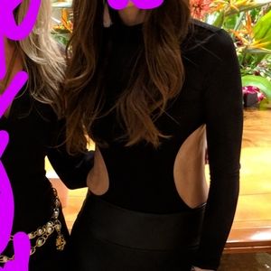 Bodysuit top shirt black by the way xxs cutout